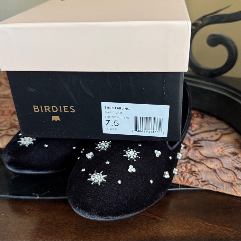 Birdies Women's Black Velvet Loafers with Crystal Embellishments ~ Sz 7.5 - Picture 5 of 16